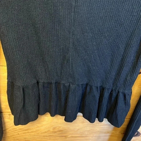 Womens Nation black MD long sleeve high collar ruffled hem tencel  polyester Y2K - Picture 8 of 8